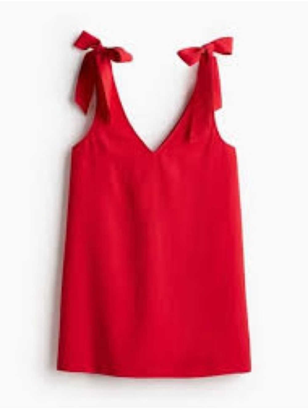 H&M Red Tie-Shoulder V-Neck Shift Dress - NWT